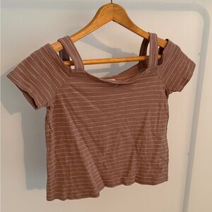 Madewell Brown Striped Crop Top